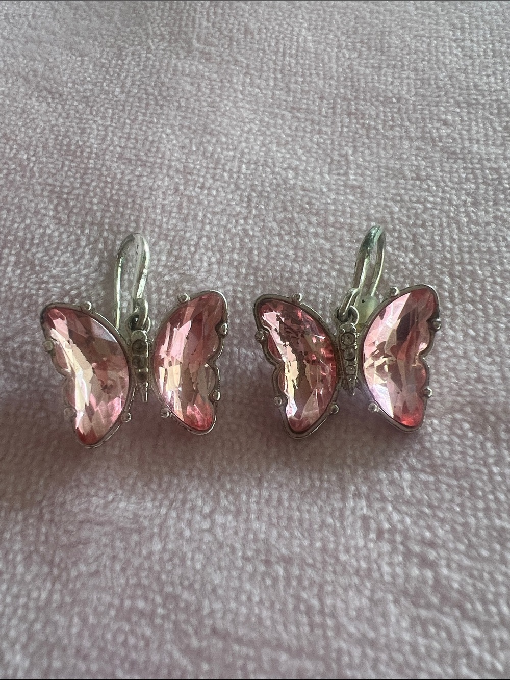Pink Butterfly Crystal Drop Earrings - Women Jewelry